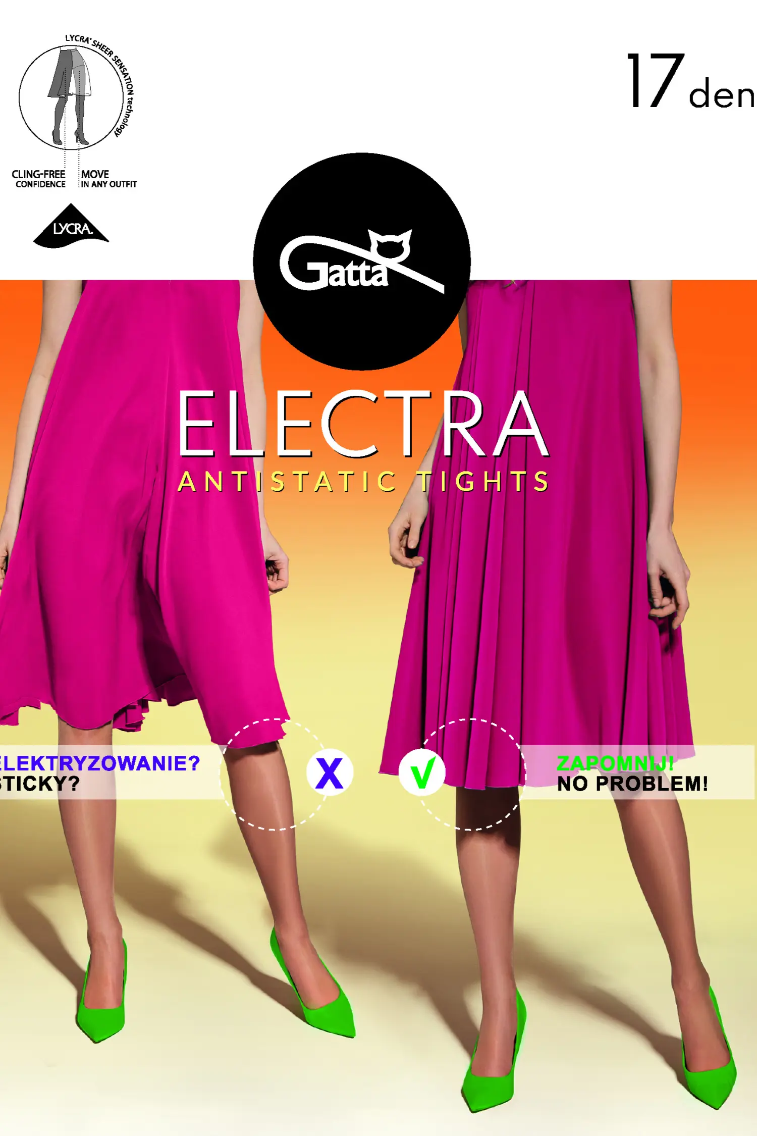 Gatta punčochové kalhoty Elektra 17DEN max - černá, XL