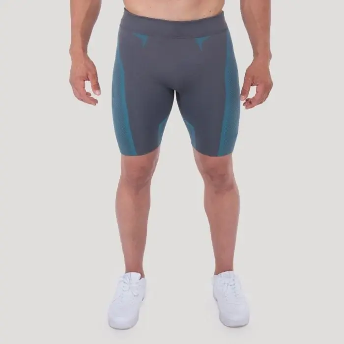 GymBeam OG1 Grey/Blue pánské bezešvé šortky