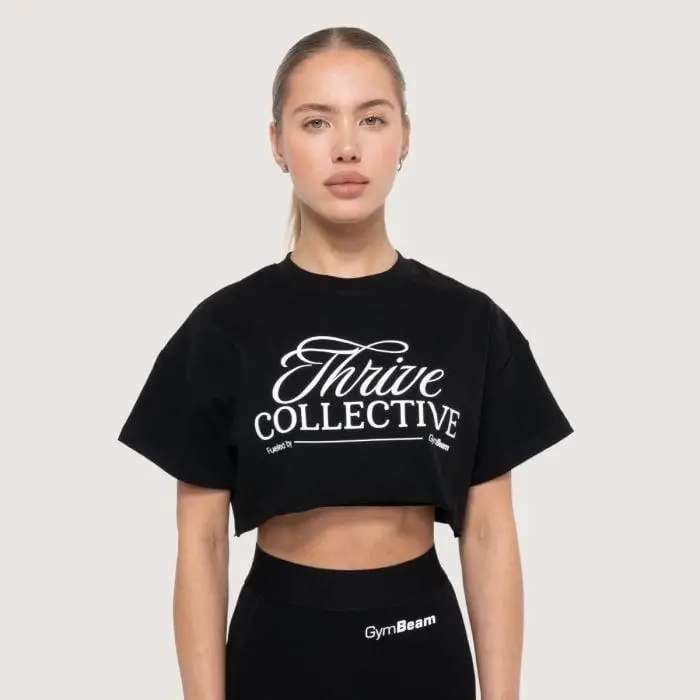 GymBeam Dámské cropped tričko Thrive Black