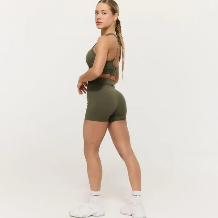 GymBeam Dámské šortky Combat Olive Grey