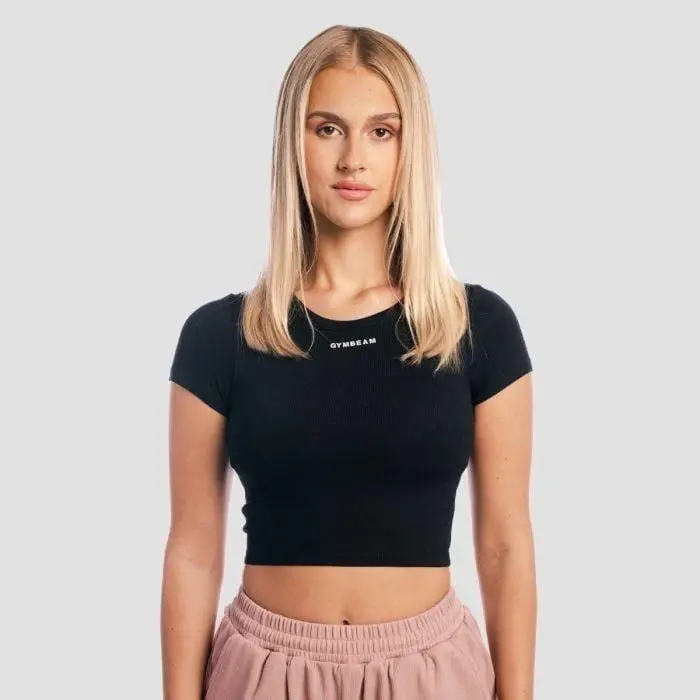 GymBeam Cropped Aura Black dámské tričko