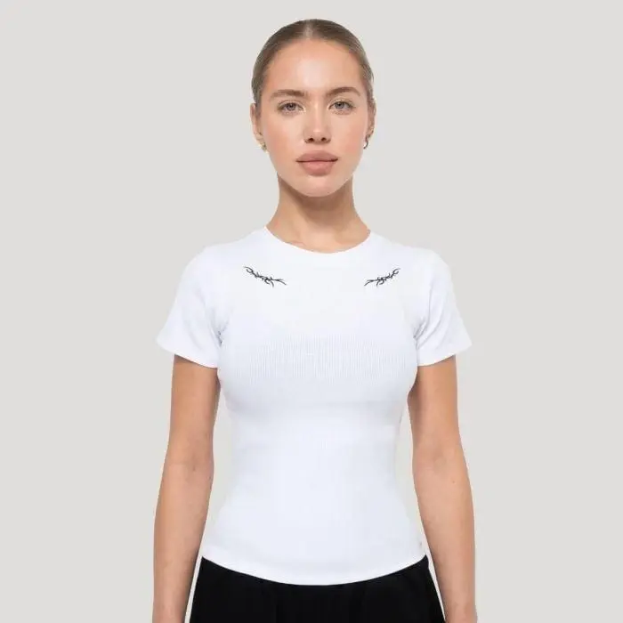 GymBeam Dámské tričko Tribal Ribbed White