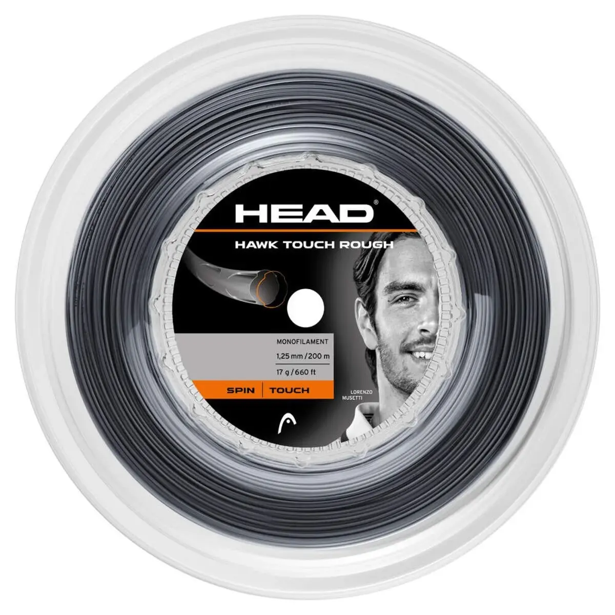 Head Hawk Touch Rough tmavě šedý tenisový výplet 200 m