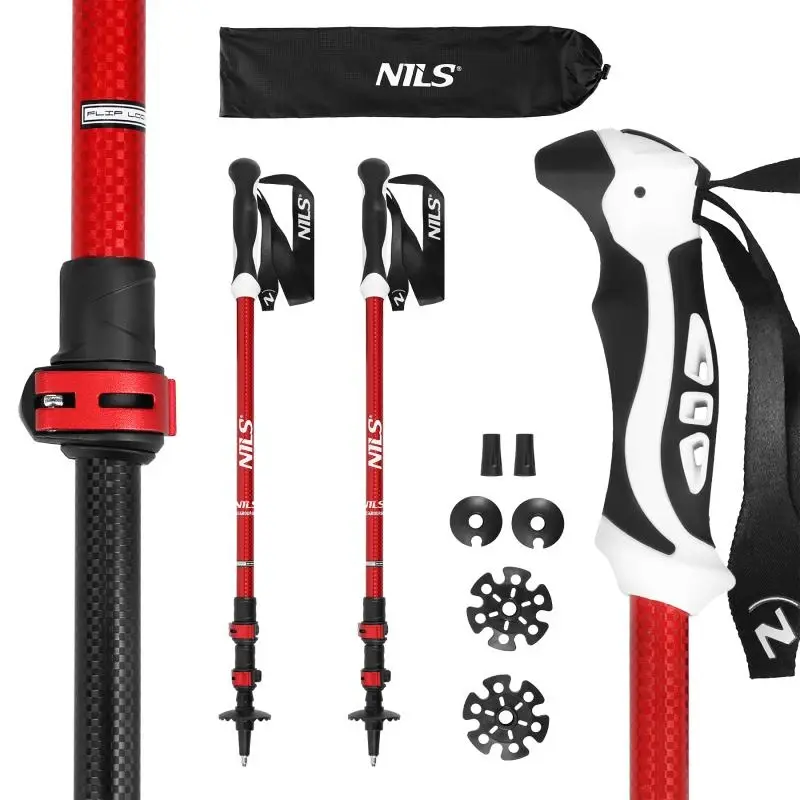 NILS Trekingové hole TK8601 červené