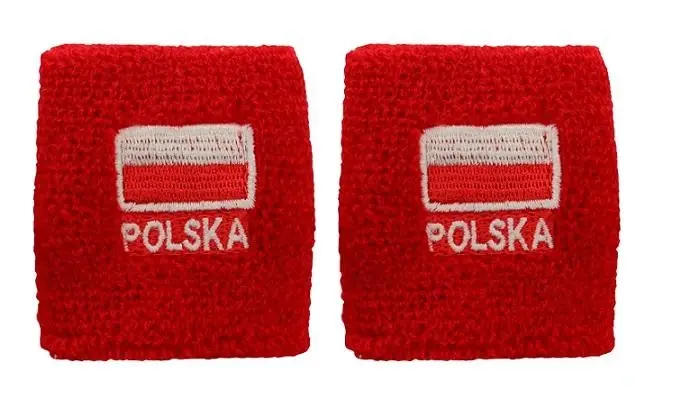 SPORTTEAM Polsko červeno-bílé pletené fanouškovské potítko 2 kusy