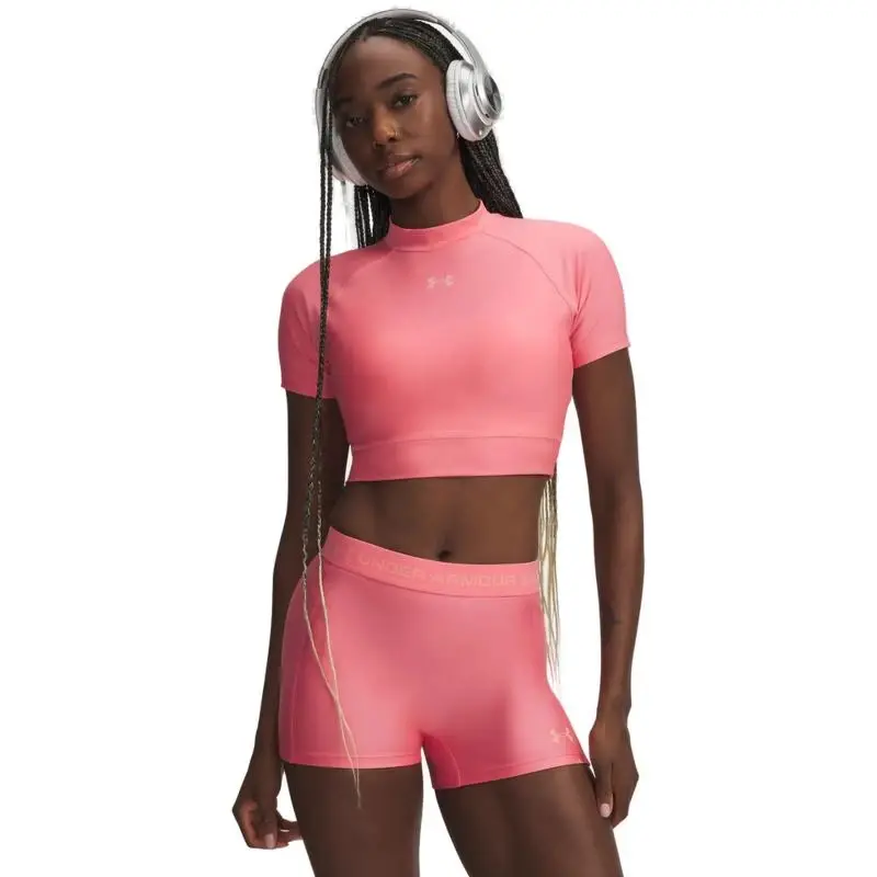 Under Armour HeatGear Crop Mock SS-MRN