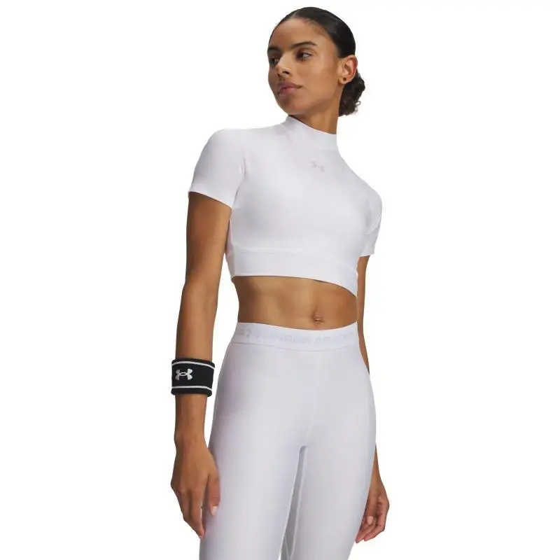 Under Armour HeatGear Crop Mock SS-WHT