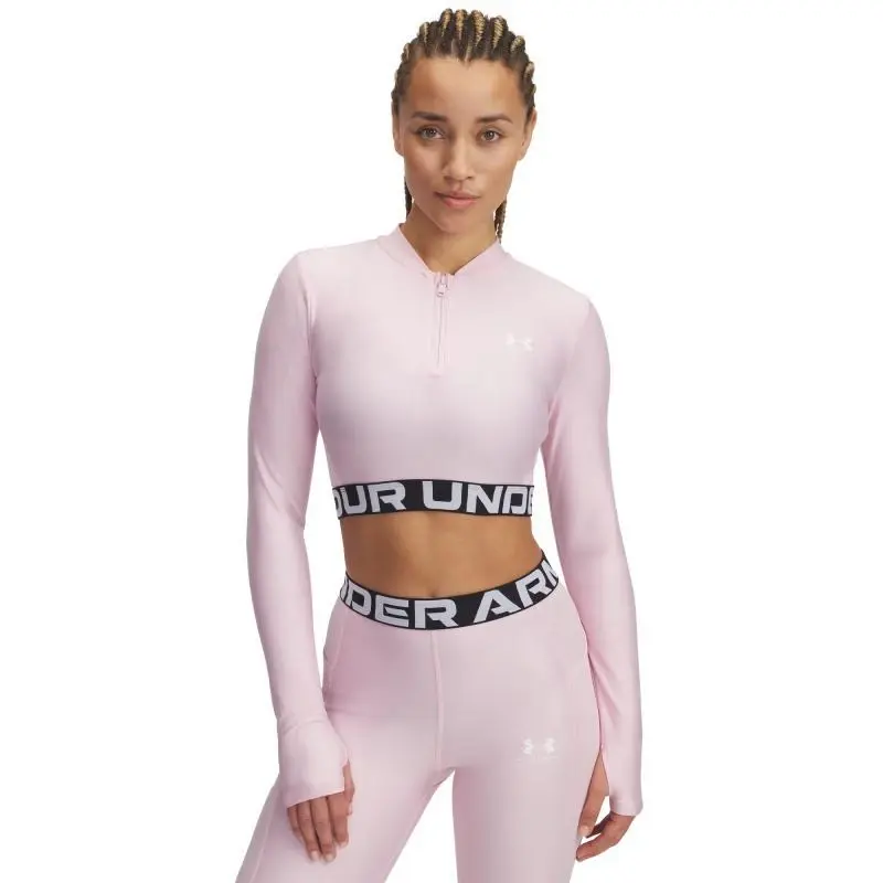 Under Armour HeatGear Rib 1/4 Zip LS-PNK