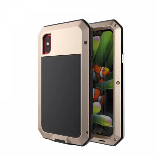 EXTRÉMNĚ odolný hliníkovo-silikonový obal pro Apple iPhone X/XS - zlatý