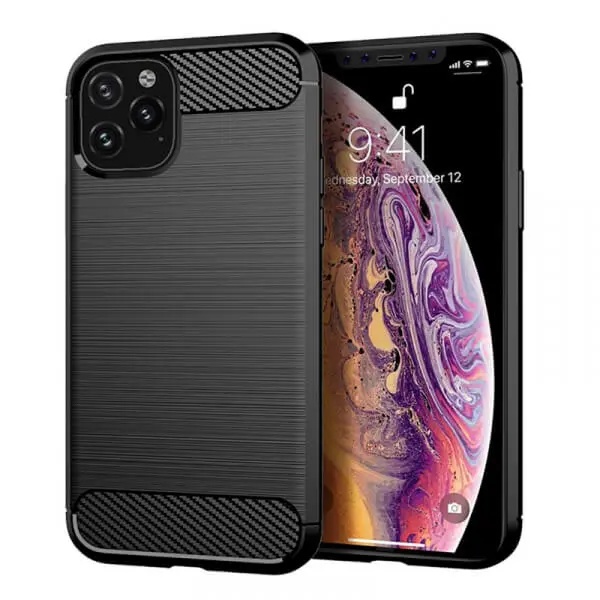 Ochranný silikonový obal karbon pro Apple iPhone 11 Pro - černý