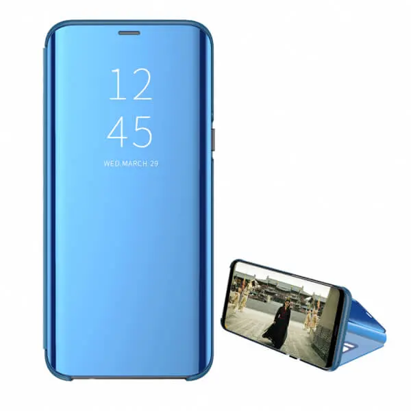 Zrcadlový plastový flip obal pro Xiaomi Mi Note 10 (Pro) - modrý