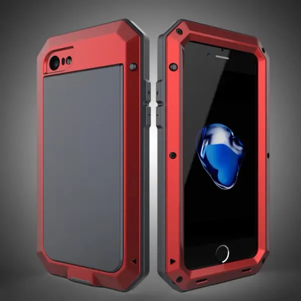 EXTRÉMNĚ odolný hliníkovo-silikonový obal pro Apple iPhone SE (2020) - červený
