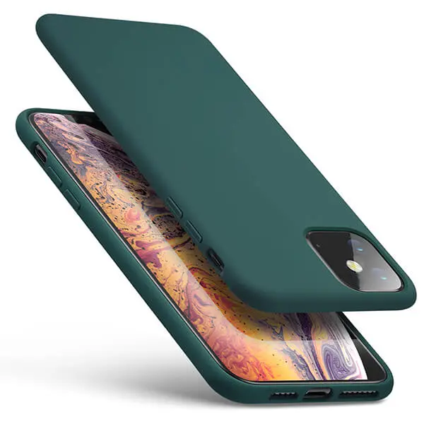 Extrapevný silikonový ochranný kryt pro Apple iPhone 12 - tmavě zelený