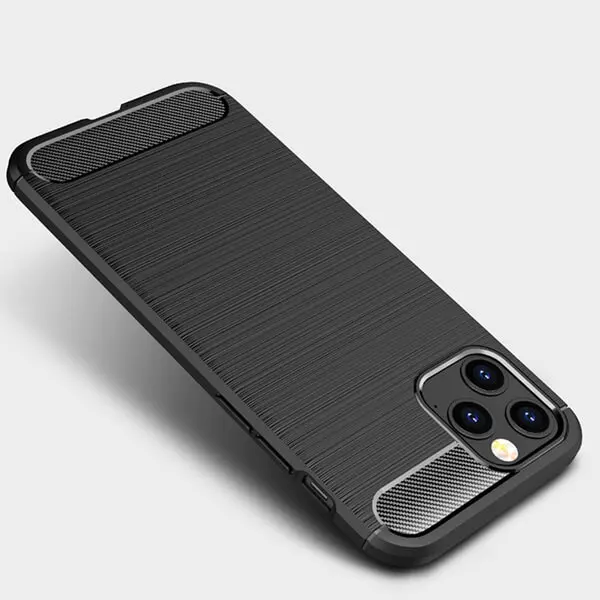 Ochranný silikonový obal karbon pro Apple iPhone 12 Pro Max - černý