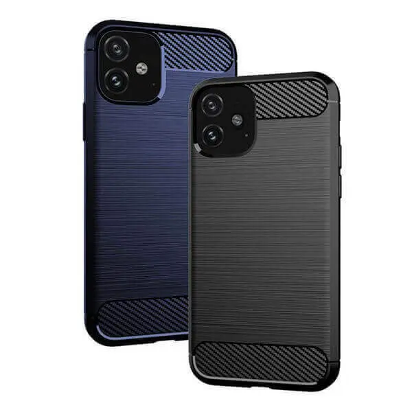 Ochranný silikonový obal karbon pro Apple iPhone 13 Pro - černý