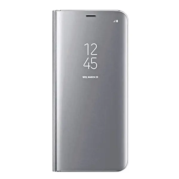 Zrcadlový silikonový flip obal pro Samsung Galaxy S22 Plus 5G - stříbrný
