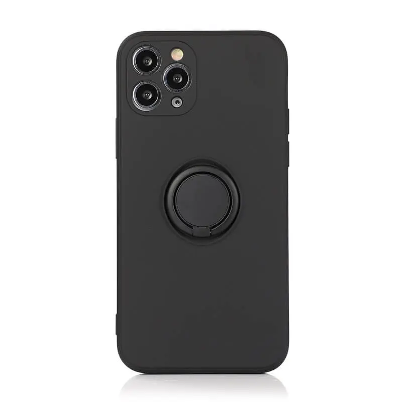 Silikonový ochranný obal s držákem na prst Apple iPhone 11 - černý