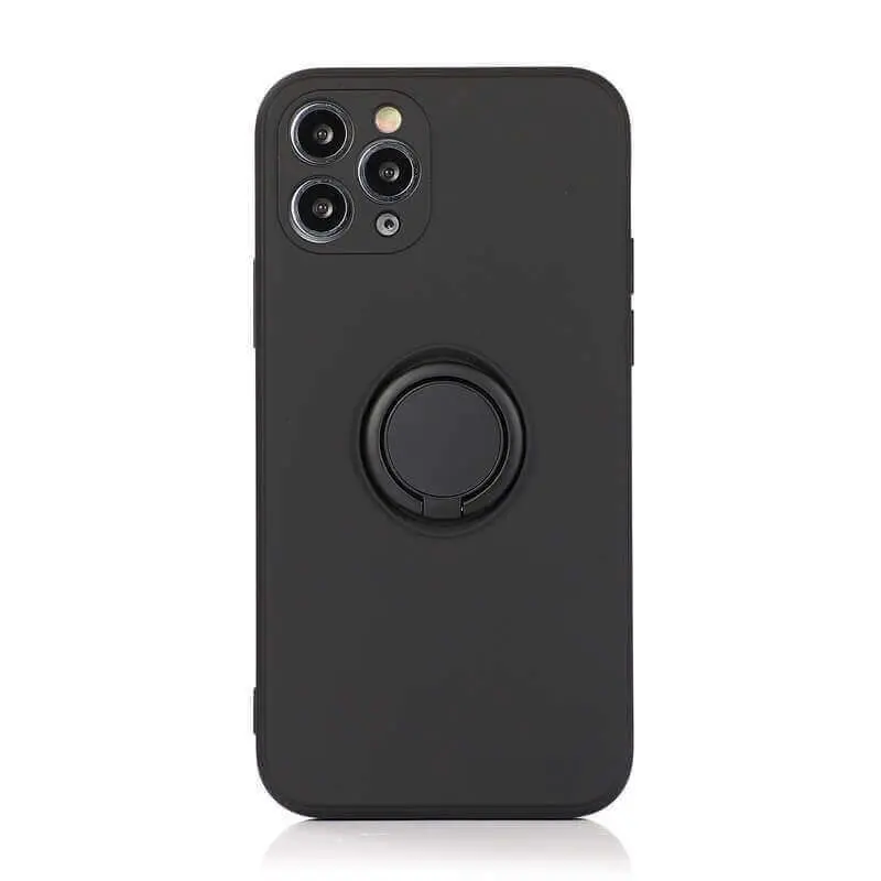 Silikonový ochranný obal s držákem na prst Apple iPhone SE (2022) - černý