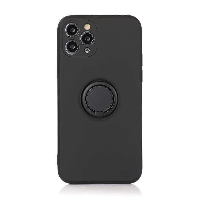 Silikonový ochranný obal s držákem na prst Apple iPhone 12 mini - černý