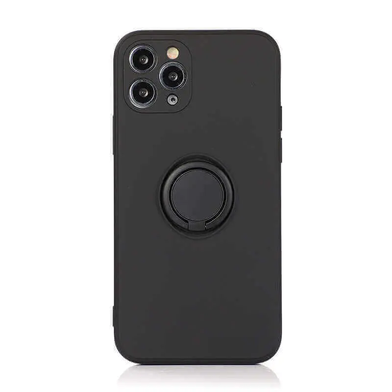 Silikonový ochranný obal s držákem na prst Apple iPhone 14 Pro Max - černý