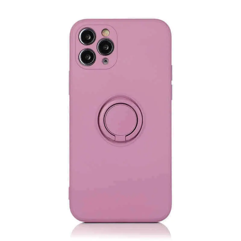 Silikonový ochranný obal s držákem na prst Apple iPhone 14 Pro Max - fialový