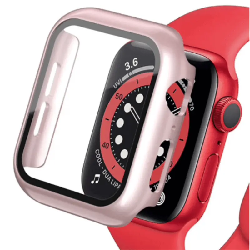 2v1 Kryt s ochranným sklem na Apple Watch SE 44 mm (2022) - světle růžový