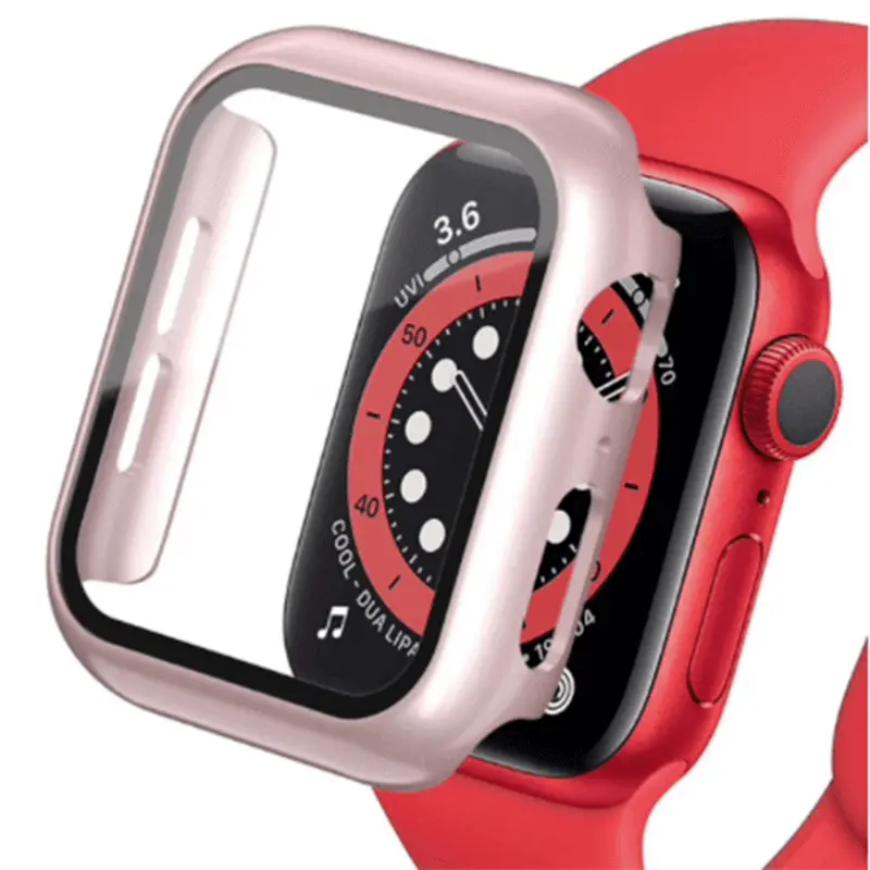 2v1 Kryt s ochranným sklem na Apple Watch SE 40 mm (2022) - světle růžový
