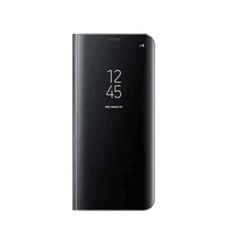 Zrcadlový plastový flip obal pro Xiaomi Redmi Note 12 5G - černý