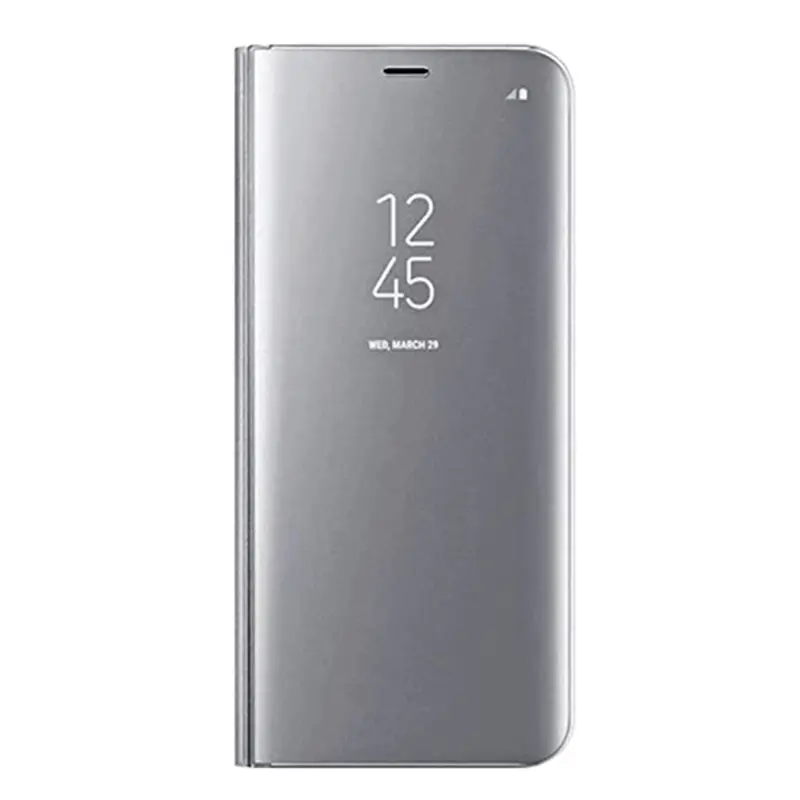 Zrcadlový plastový flip obal pro Samsung Galaxy A52 A525F - stříbrný
