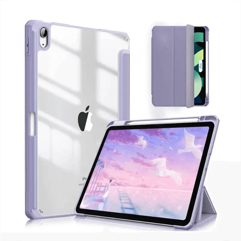 2v1 Smart flip cover + zadní silikonový ochranný obal s držákem na pero pro Honor Pad V8 Pro - fialový