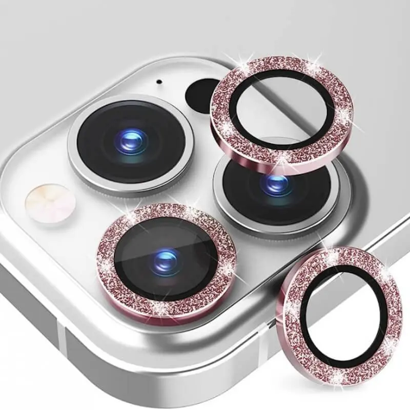 Třpytivé ochranné sklo na čočku fotoaparátu a kamery pro Apple iPhone 15 Pro - růžové