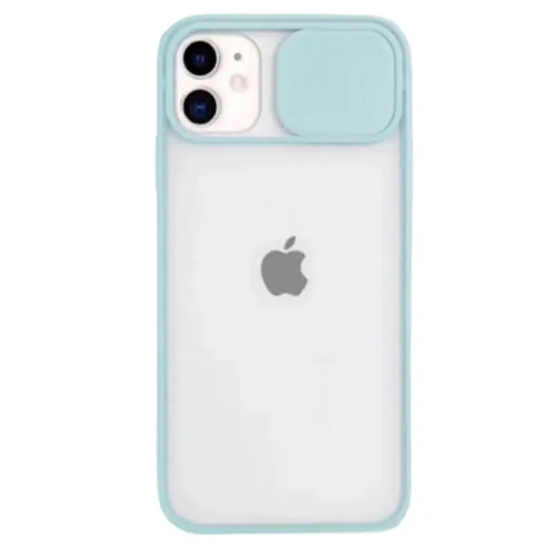 Silikonový ochranný obal s posuvným krytem na fotoaparát pro Apple iPhone 13 - světle modrý