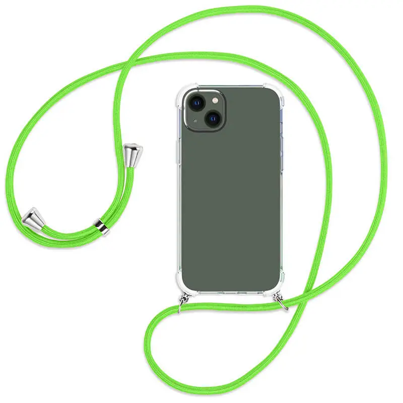 Průhledný silikonový ochranný kryt se šňůrkou na krk pro Xiaomi Redmi Note 8 Pro - světle zelená