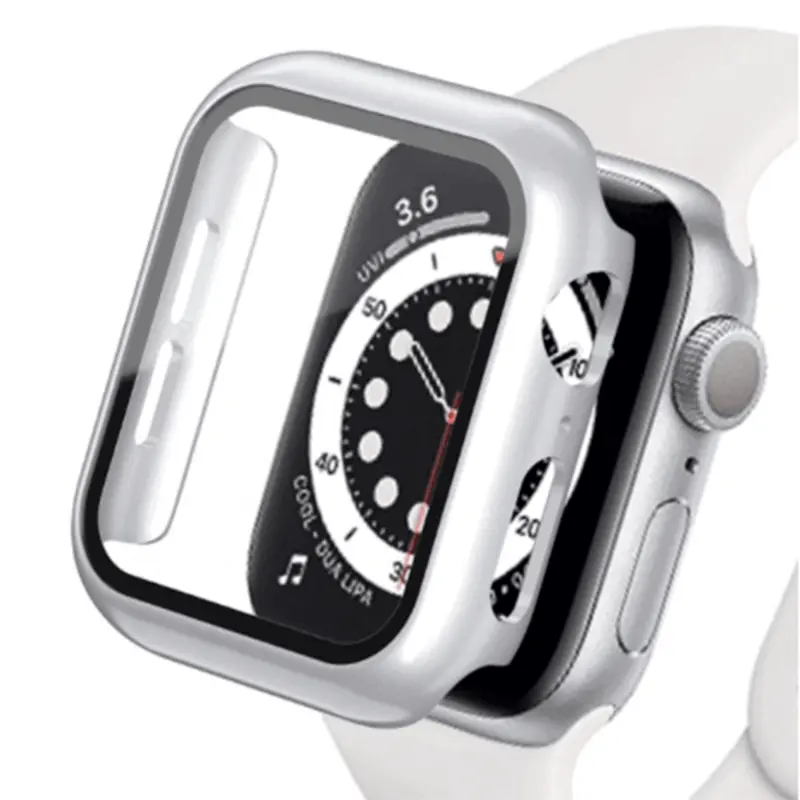 2v1 Kryt s ochranným sklem na Apple Watch 42 mm (10.série) - stříbrný
