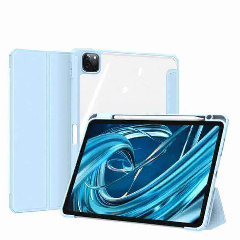 2v1 Smart flip cover + zadní silikonový ochranný obal s držákem na pero pro Xiaomi Pad 6s Pro 12.4'' - světle modrý