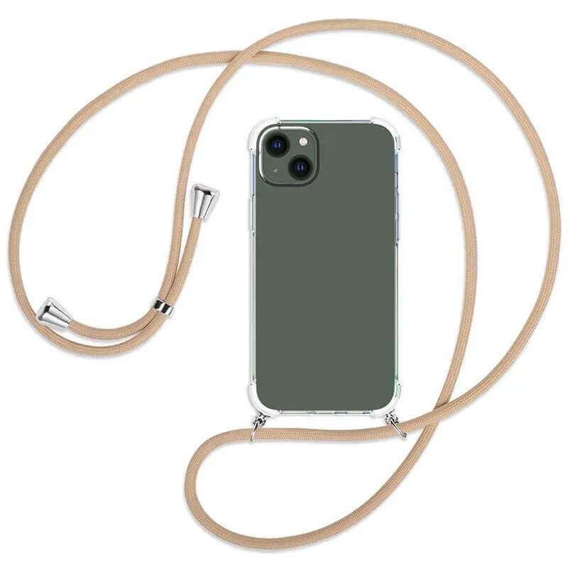 Průhledný silikonový ochranný kryt se šňůrkou na krk pro Xiaomi 14T - zlatá