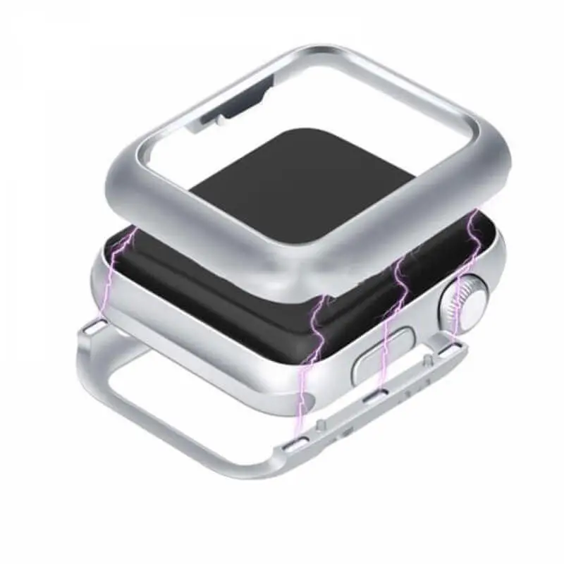 Magnetický hliníkový ochranný rámeček pro Apple Watch SE 40 mm (2024) - stříbrný