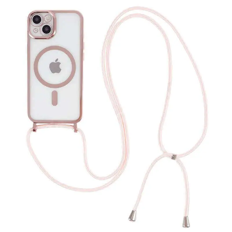 MagSafe silikonový kryt se šňůrkou pro Apple iPhone 17 Pro Max - světle růžový