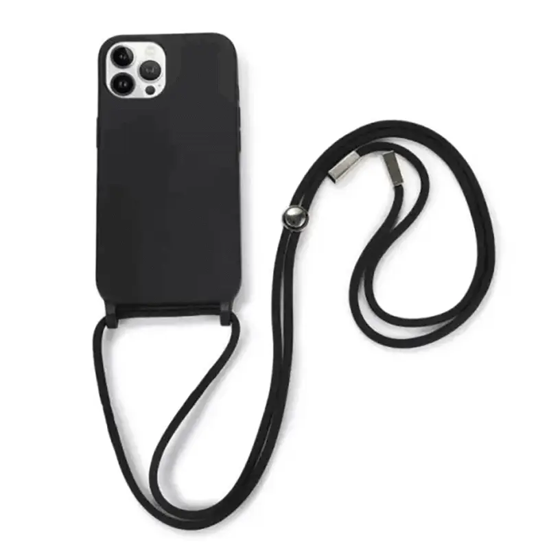 Gumový ochranný kryt se šňůrkou na krk pro Apple iPhone Air - černý