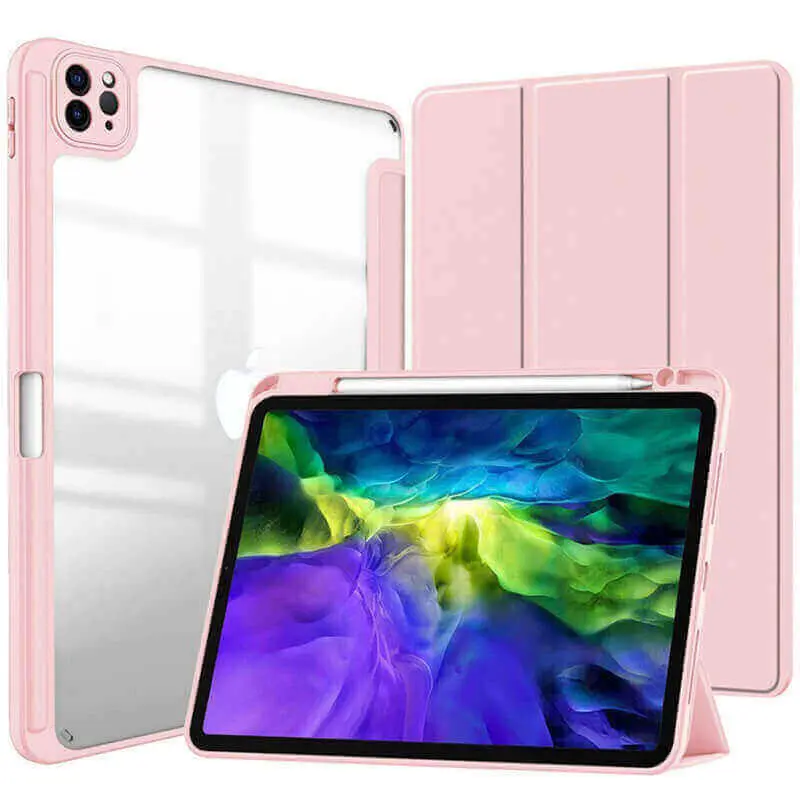 2v1 Smart flip cover + zadní silikonový ochranný obal s držákem na pero pro Apple iPad Pro 13" 2025 (8.generace) - světle růžový