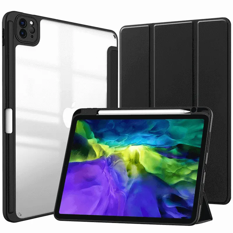 2v1 Smart flip cover + zadní silikonový ochranný obal s držákem na pero pro Apple iPad Air 11" (2025) - černý