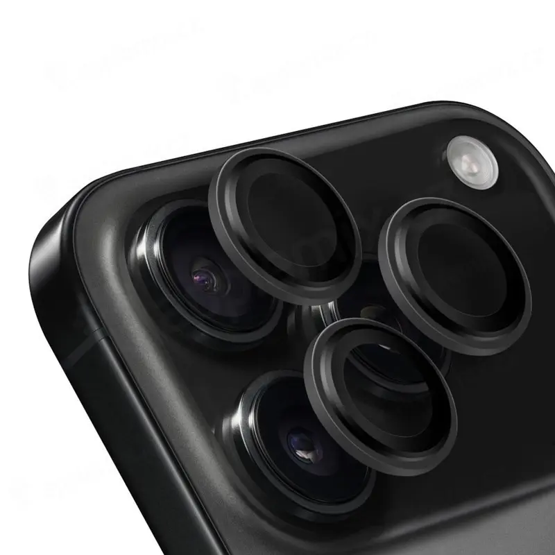 Metalické ochranné sklo na čočku fotoaparátu a kamery pro Apple iPhone 18 Pro Max - černé