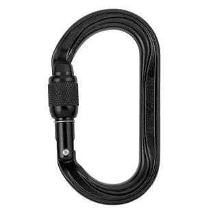 PETZL karabina OXAN s pojistkou SCREW-LOCK ocelová ČERNÁ