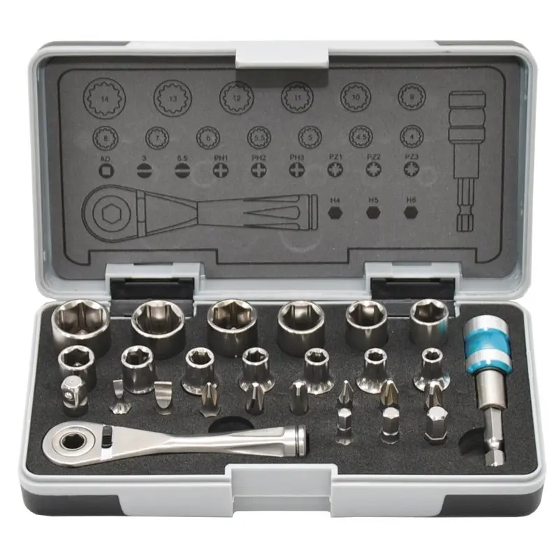 Genborx Sada 1/4" nerezových nástrčných hlavic a bitů - 27ks 890000CHEW027