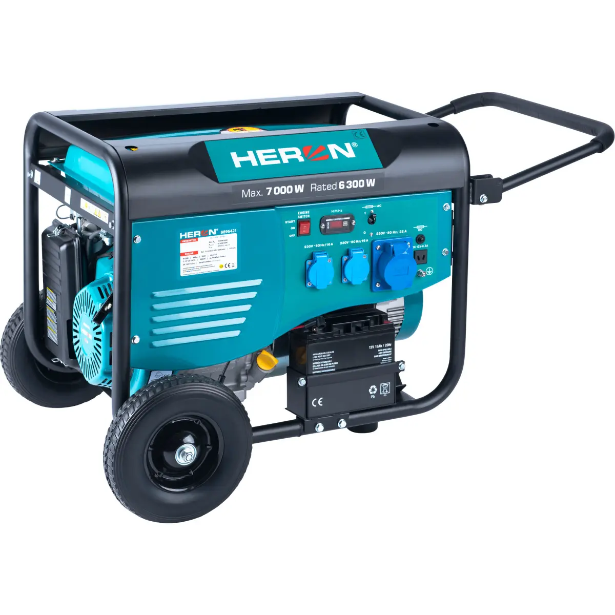 Benzínová elektrocentrála HERON 7,0kW/15HP, pro svařování, elektrický start, podvozek 8896421