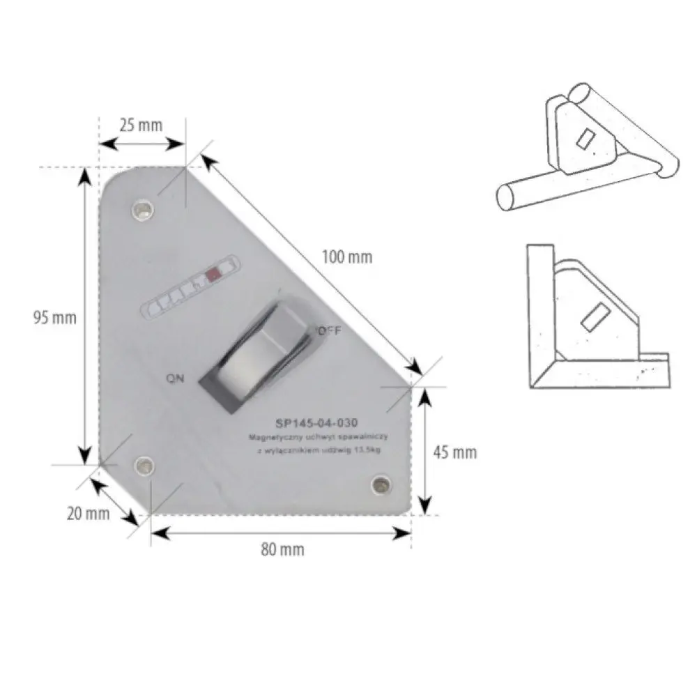 Spartus Úhlový magnet 25kg, vypínatelný SP145-04-055