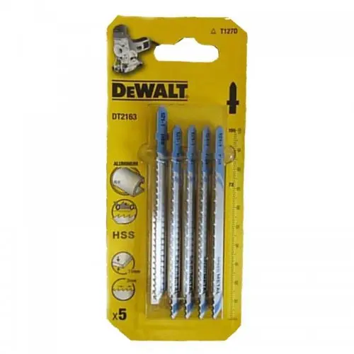 Pilový plátek na kov a plasty do 30mm přímý řez pro přímočaré pily 100mm 5ks DeWALT DT2163 DT2163