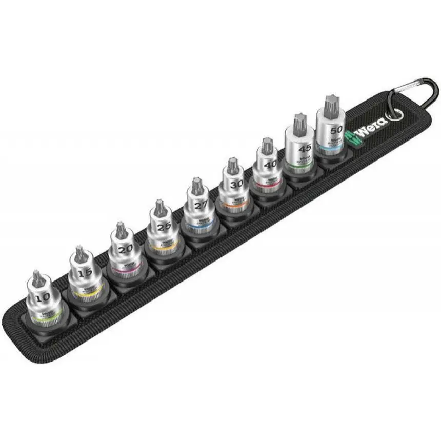 Wera 003972 Zástrčné hlavice Torx Zyklop 3/8" Belt B 3 TORX HF s přidržovací funkcí (Sada 9 dílů) 05003972001