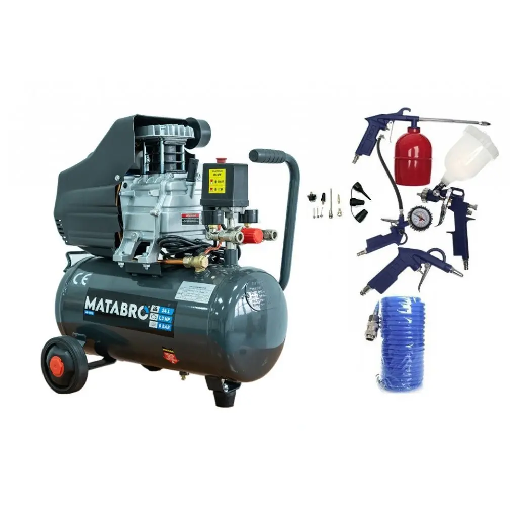 AKČNÍ SET SETMB-K102, Olejový kompresor 24l, 230V s příslušenstvím | 2500W | Matabro SETMB-K102