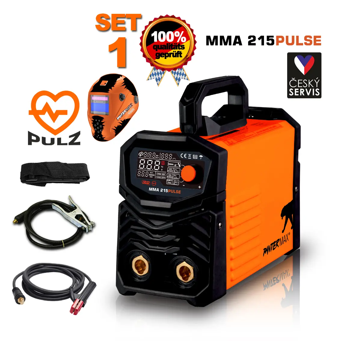 PANTERMAX Pulzní svářecí invertor MMA215Pulse SET1 (MMA/TIG) PMMMA215PULSE_S01